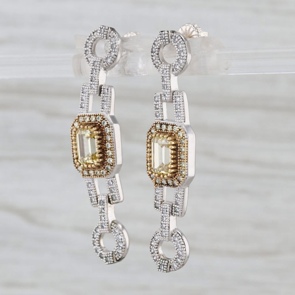 Lafonn Cubic Zirconia Earrings Converted Bracelet Sterling Silver 14k Gold