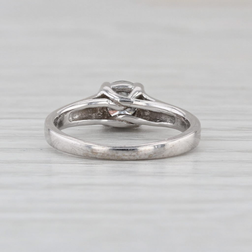 0.48ct Round Diamonds Solitaire Engagement Ring 14k White Gold Size 3