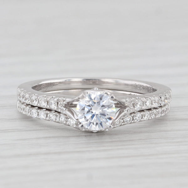 Light Gray John Bagley Semi Mount Diamond Engagement Ring Wedding Band Bridal Set 14k Gold