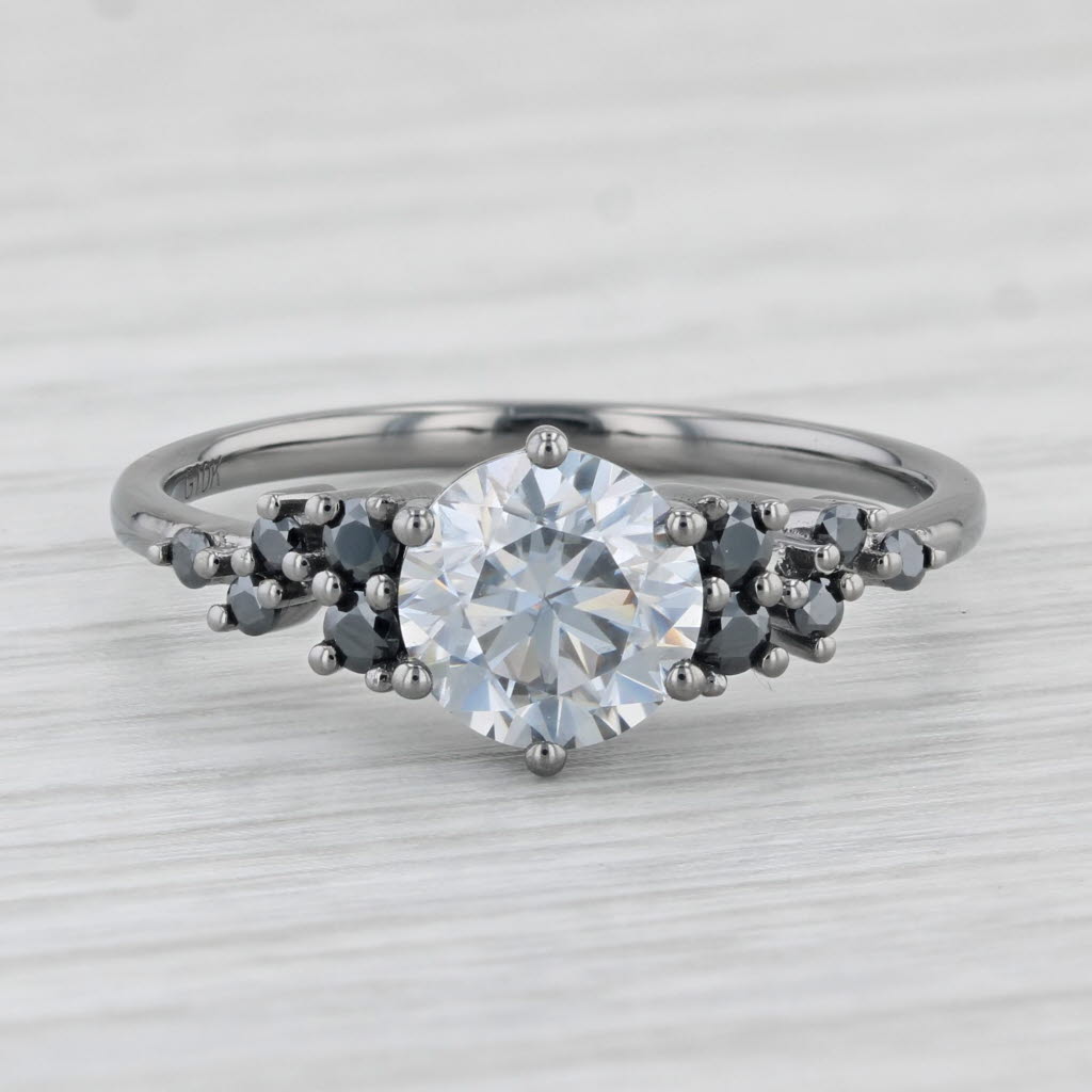 Light Gray 1.64ctw Moissanite Black Brown Cubic Zirconia Ring 10k White Gold Size 8.75