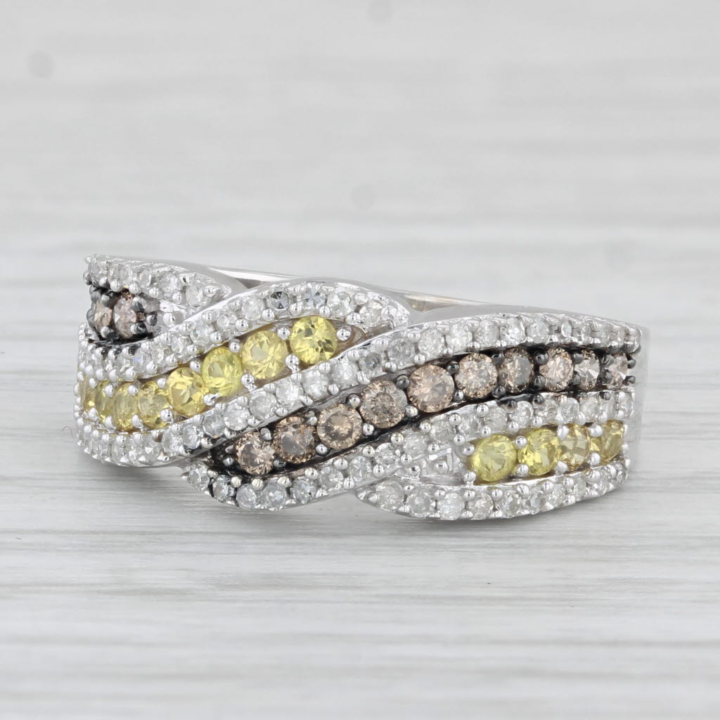 Light Gray 0.80ctw White Brown Diamond Yellow Sapphire Ring 14k Yellow Gold Size 7.25