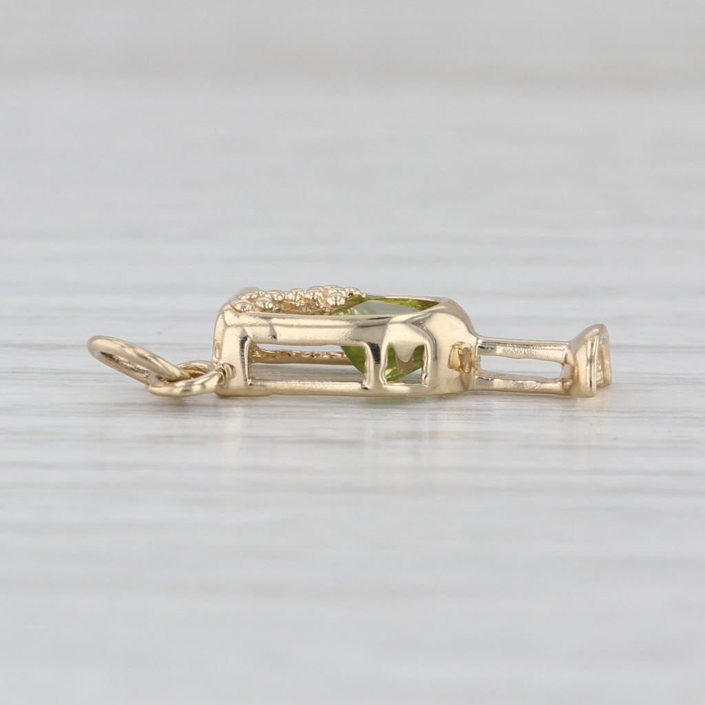 0.80ct Peridot Wine Champagne Glass Charm 14k Yellow Gold Pendant