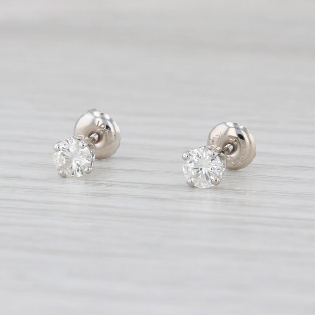 0.51ctw Round Diamond Solitaire Stud Earrings 10k White Gold Studs