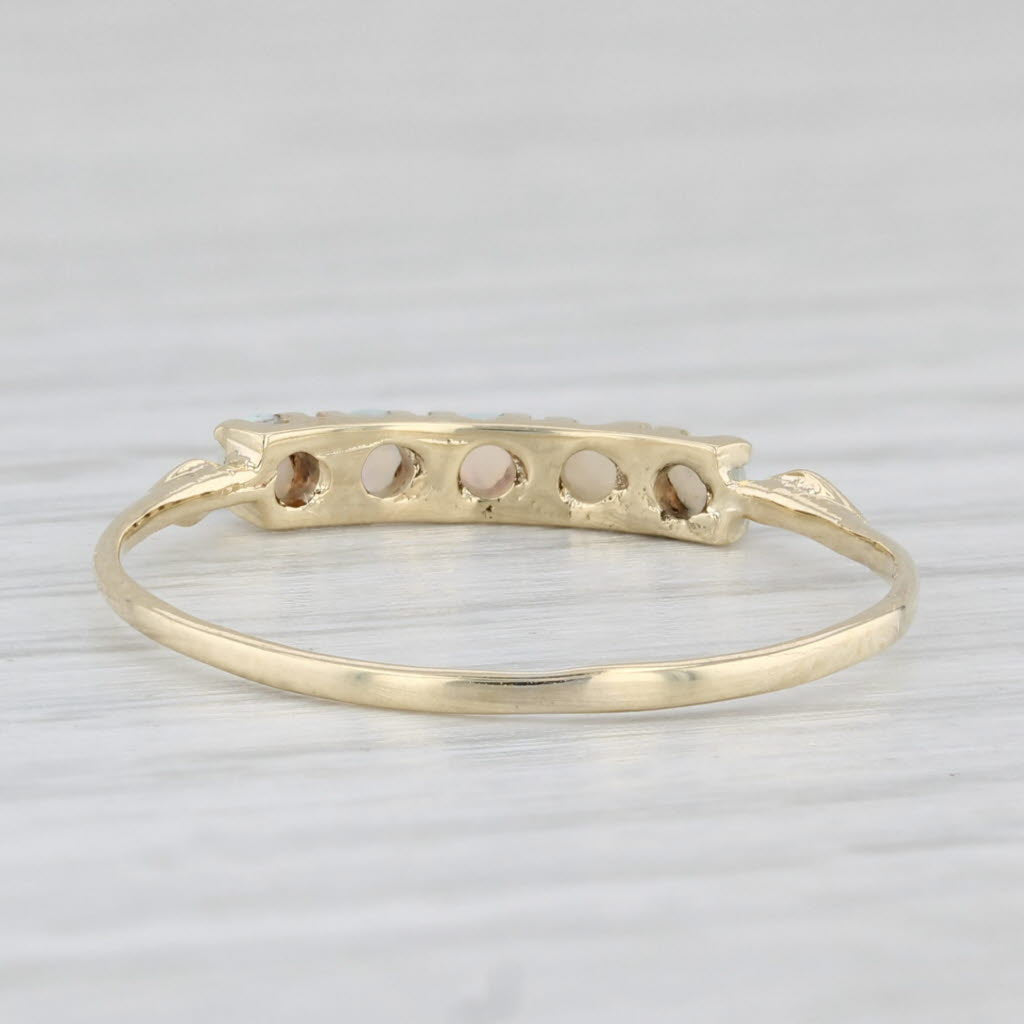Light Gray Round Opal 5-Stone Ring 14k Yellow Gold Size 9.5 Stackable