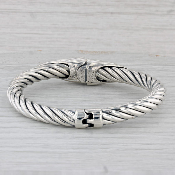 Cultured Pearl Bangle Bracelet Sterling Silver Hinged 6.75" Statement