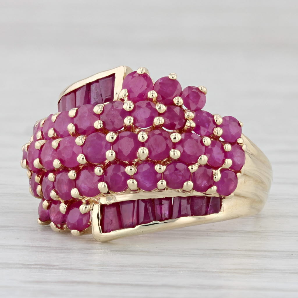 Light Gray 4ctw Ruby Cluster Ring 10k Yellow Gold Size 8.25 Cocktail