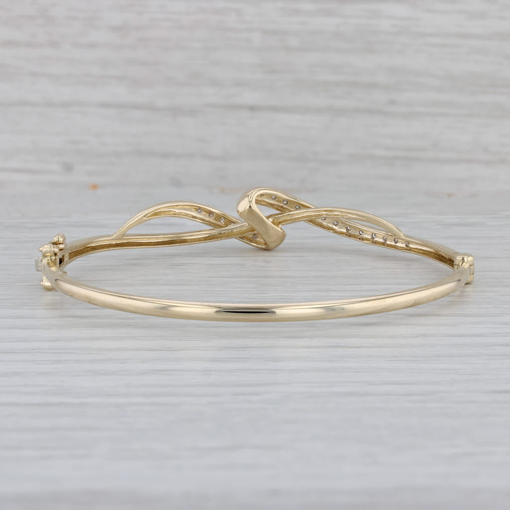 Gray Diamond Woven Bangle Bracelet 10k Yellow Gold 7"