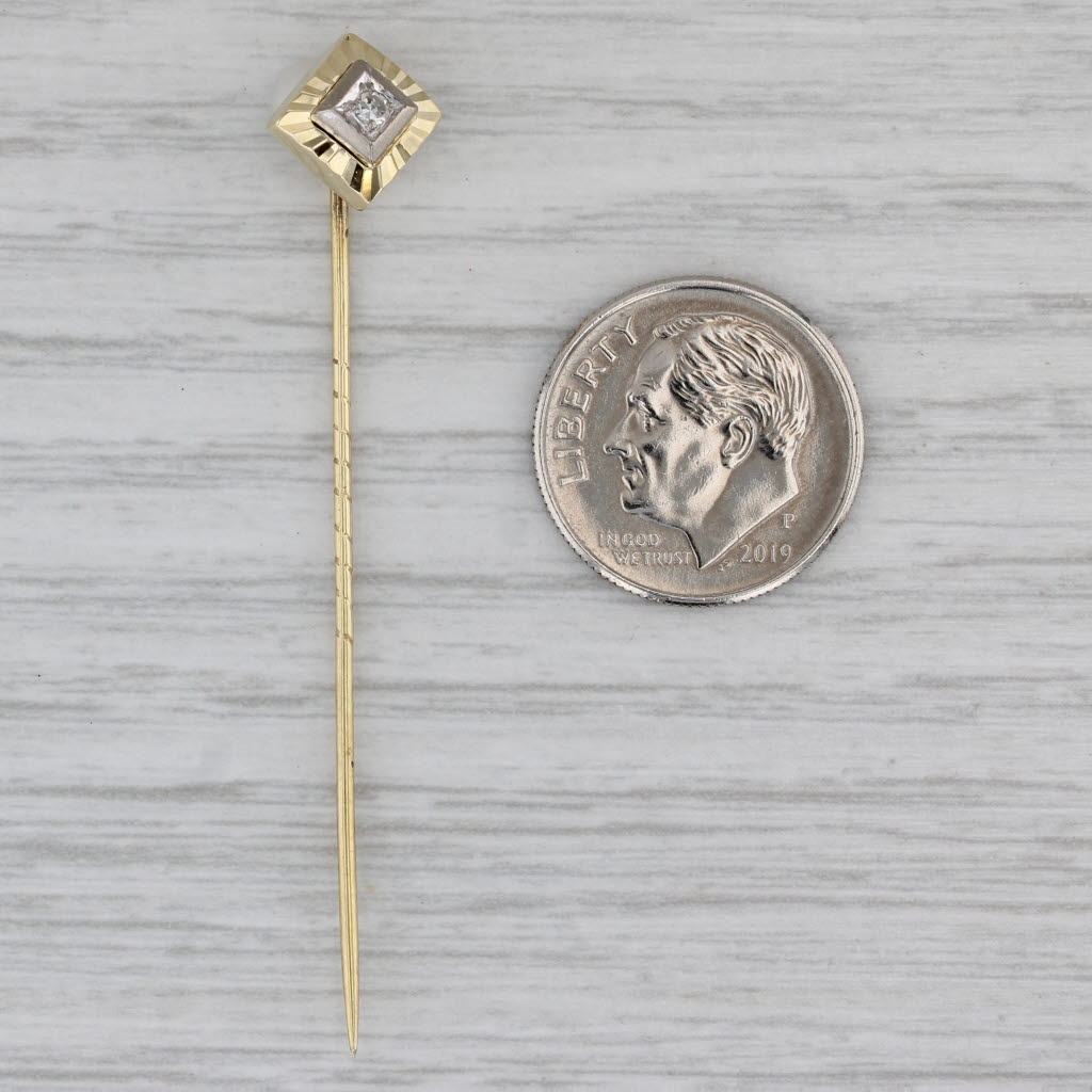 Gray Vintage Diamond Stickpin 14k Yellow Gold