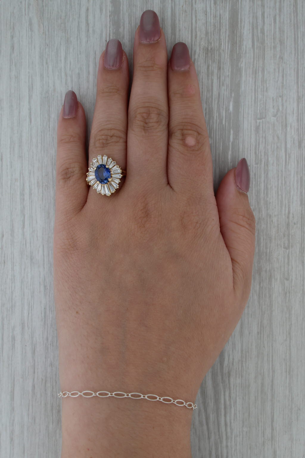 3.18ctw Lab Created Blue Sapphire Cubic Zirconia Ring 14k Yellow Gold Size 7.25