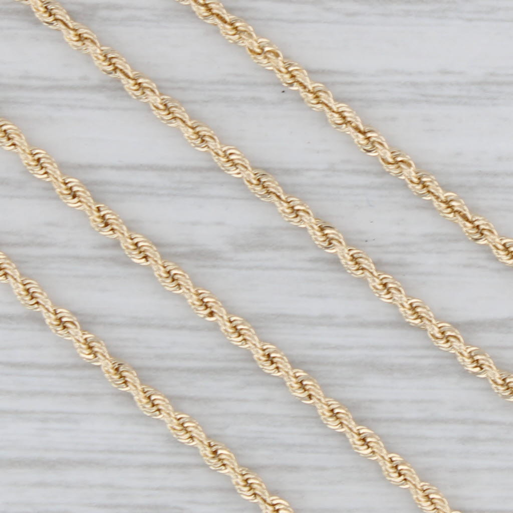 Gray 18" Rope Chain Necklace 14k Yellow Gold 2mm Lobster Clasp