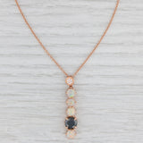 Light Gray New 2.56ctw Diamond Opal Pendant Necklace 14k Rose Gold 17.75" Cable Chain