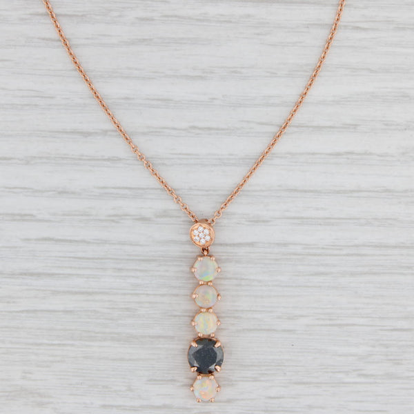 Light Gray New 2.56ctw Diamond Opal Pendant Necklace 14k Rose Gold 17.75" Cable Chain