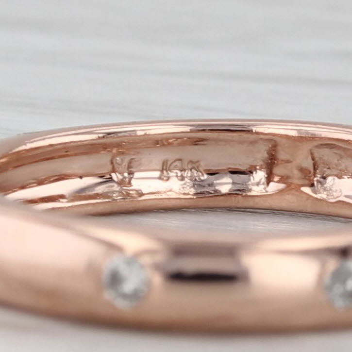 Diamond Dots Eternity Ring 14k Rose Gold Wedding Stackable Band Size 4.25