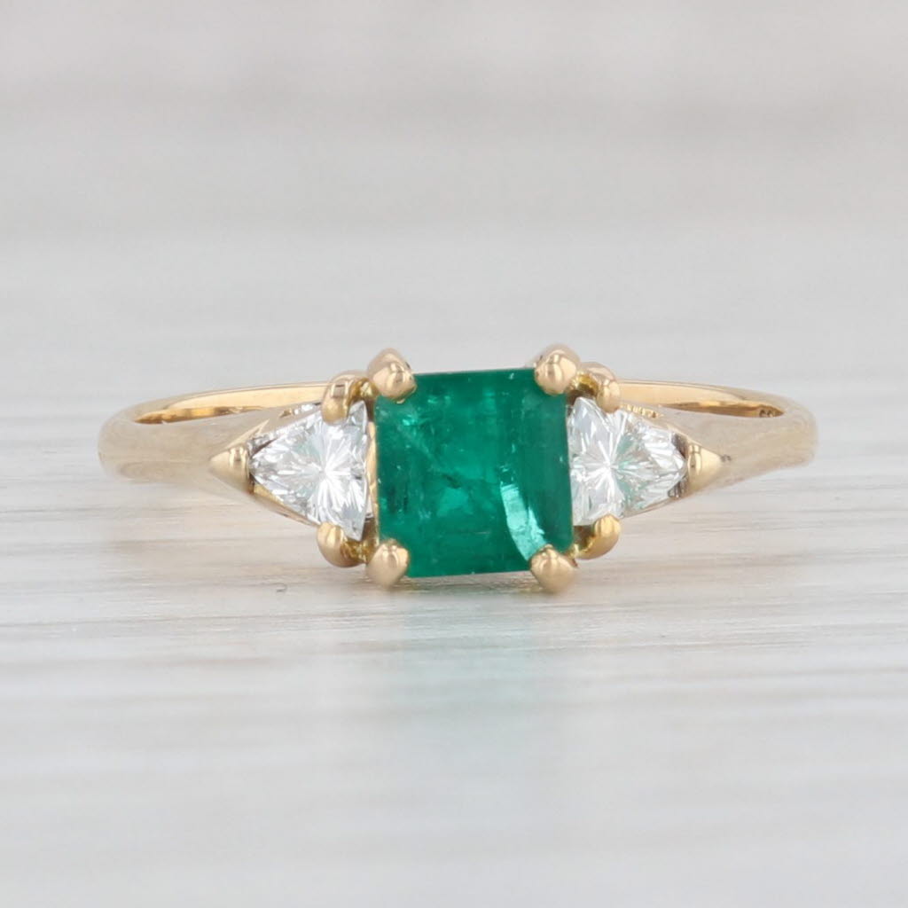 Light Gray 1.05ctw Emerald Diamond Ring 18k Yellow Gold Size 7.5 Emerald Cut