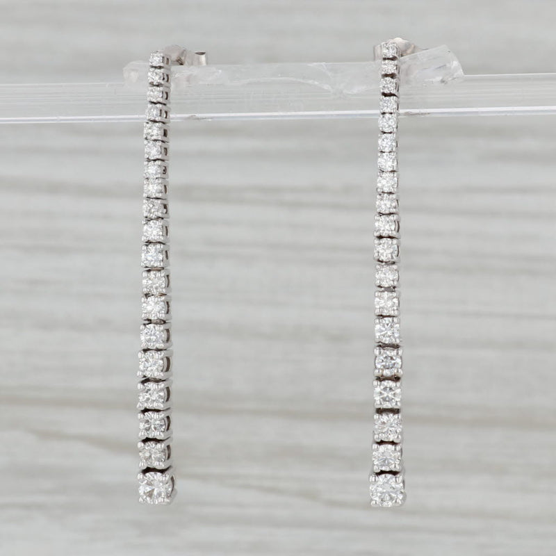 Gray New 1.55ctw Graduated Diamond Journey Earrings 14k White Gold Pierced Drops