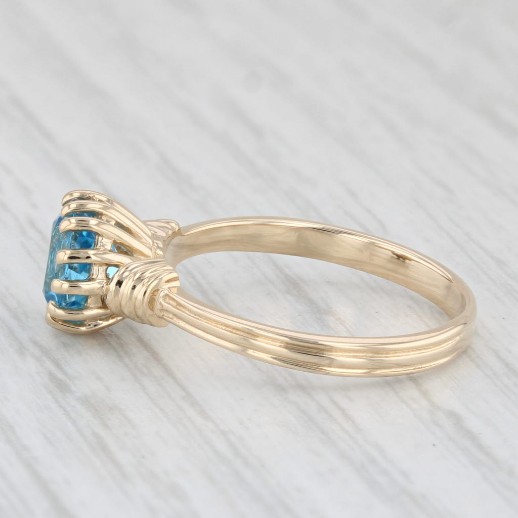 Light Gray 1.65ct Round Blue Topaz Solitaire Ring 14k Yellow Gold Size 7
