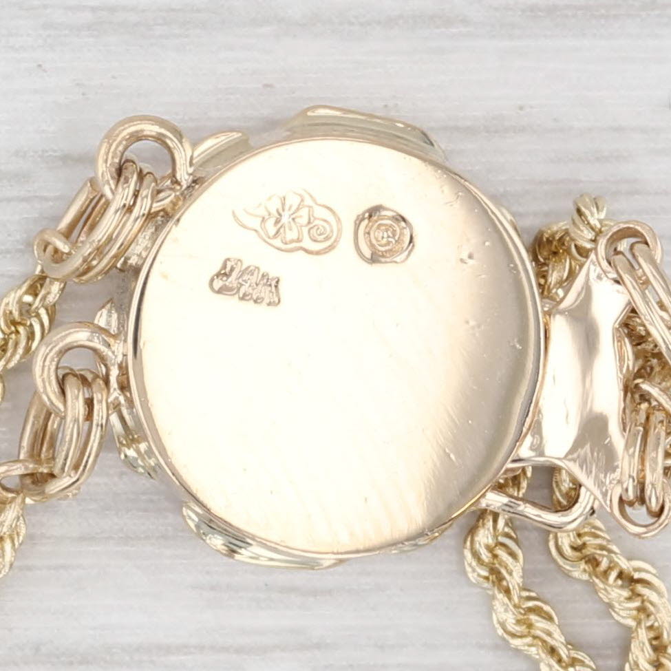 Light Gray Cultured Pearl Flower Clasp Slide Charm Bracelet 14k Gold 7.25" Old Victoria