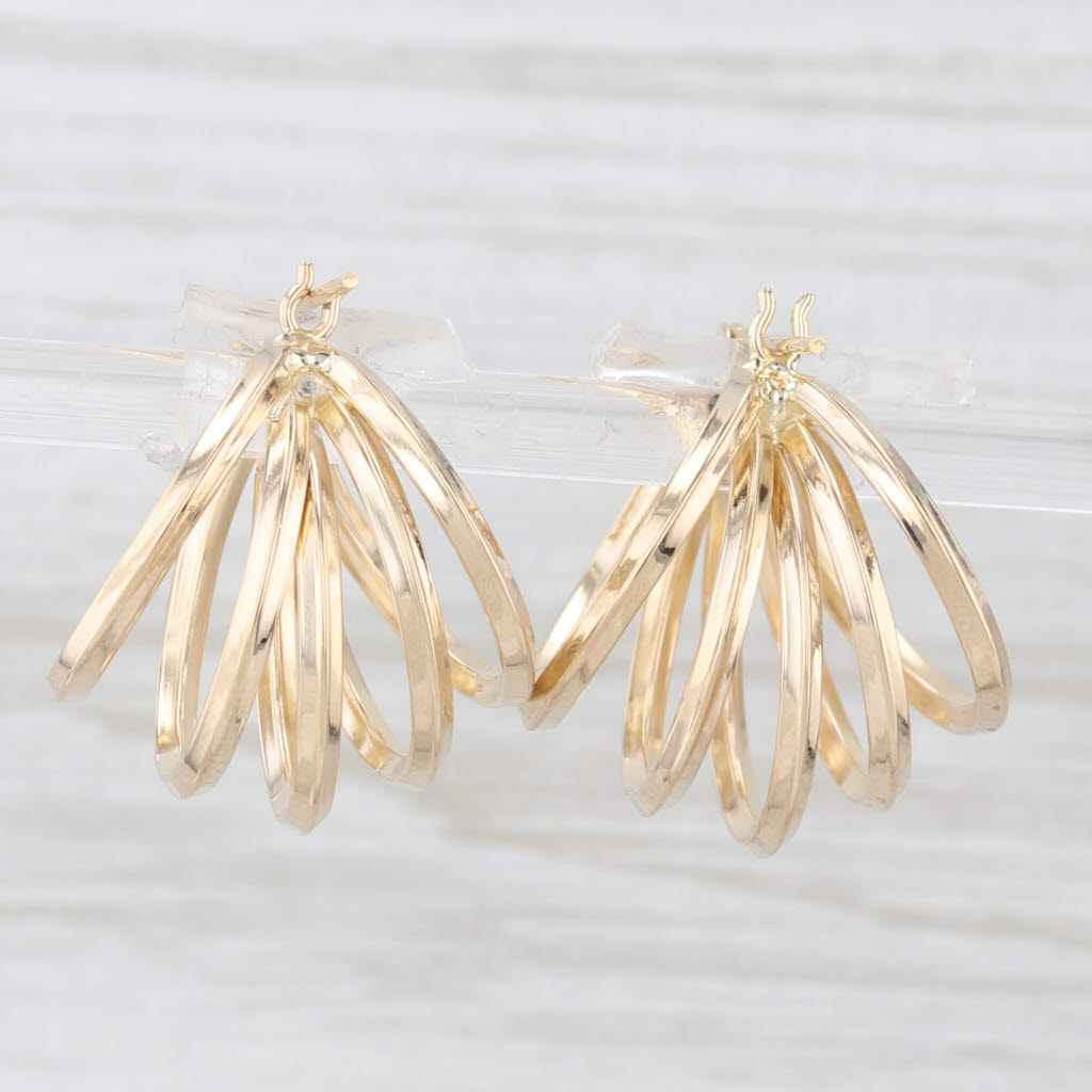 Light Gray Multi-Hoop Hoop Earrings 14k Yellow Gold Snap Top Round Hoops