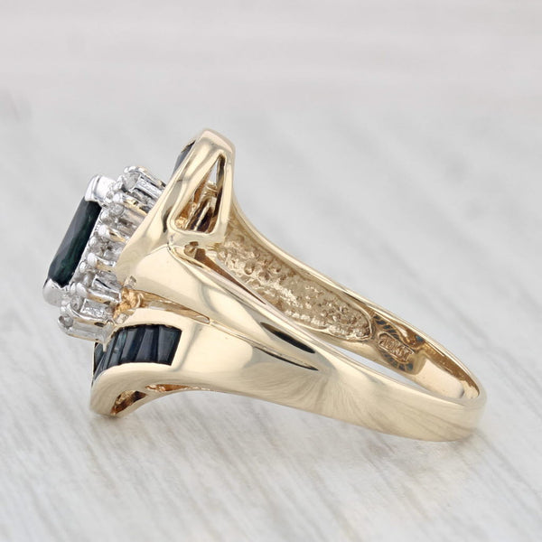 1.50ctw Blue Sapphire Diamond Bypass Ring 10k Yellow Gold Size 7