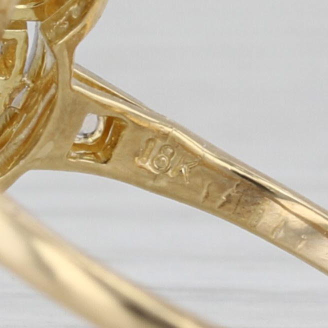 Vintage Art Deco 0.24ctw Diamond Ring 18k Yellow White Gold Size 5.25