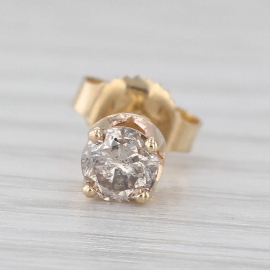 Single 0.17ct Solitaire Diamond Stud Earring 14k Yellow Gold