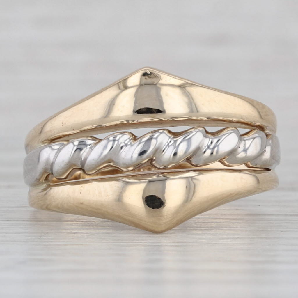 2-Toned Scalloped Ring 14k White Yellow Gold Size 7 Band