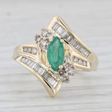 1.09ctw Marquise Emerald Diamond Ring 14k Yellow Gold Size 6.5 Bypass