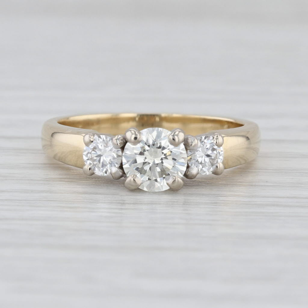 1.10ctw Diamond 3-Stone Engagement Ring 14k White Yellow Gold Size 6.75