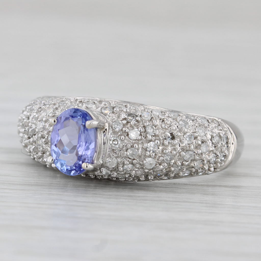 Gray 1.15ctw Tanzanite Pave Diamond Ring 14k White Gold Size 9.5