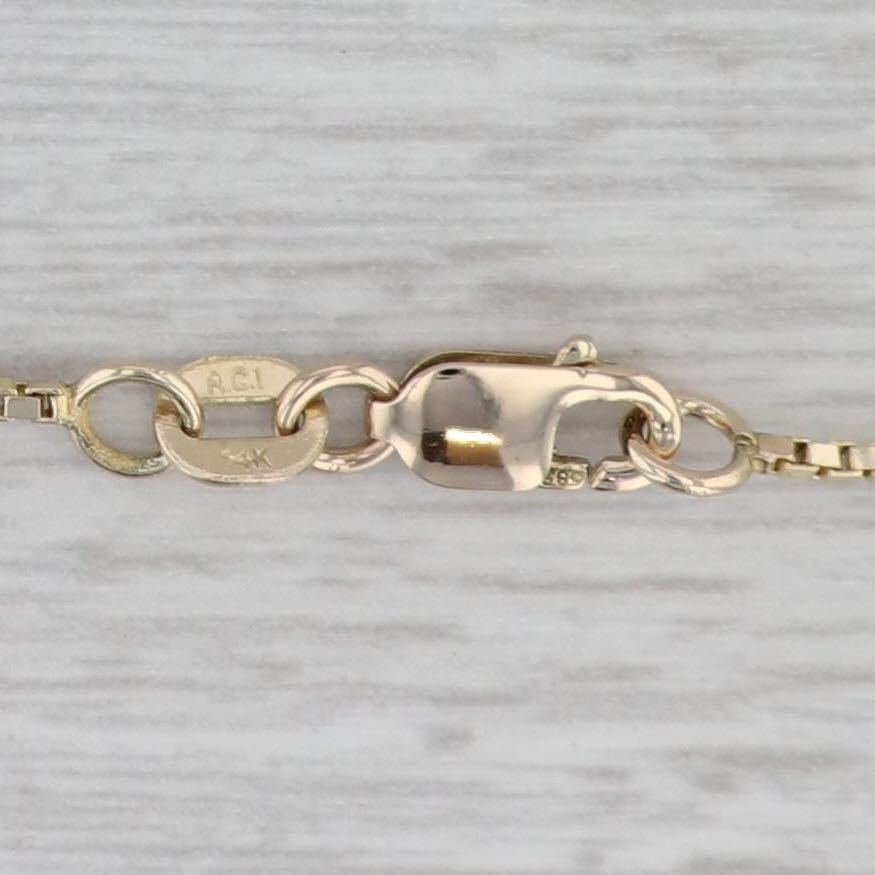 Gray 20" Box Chain Necklace 14k Yellow Gold 1.1mm Lobster Clasp