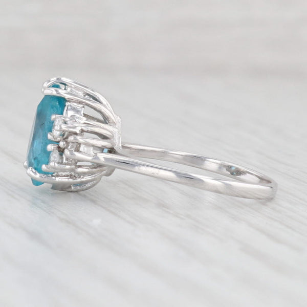 Light Gray 3.56ctw Blue Lab Created Sapphire Diamond Ring 14k White Gold Size 6