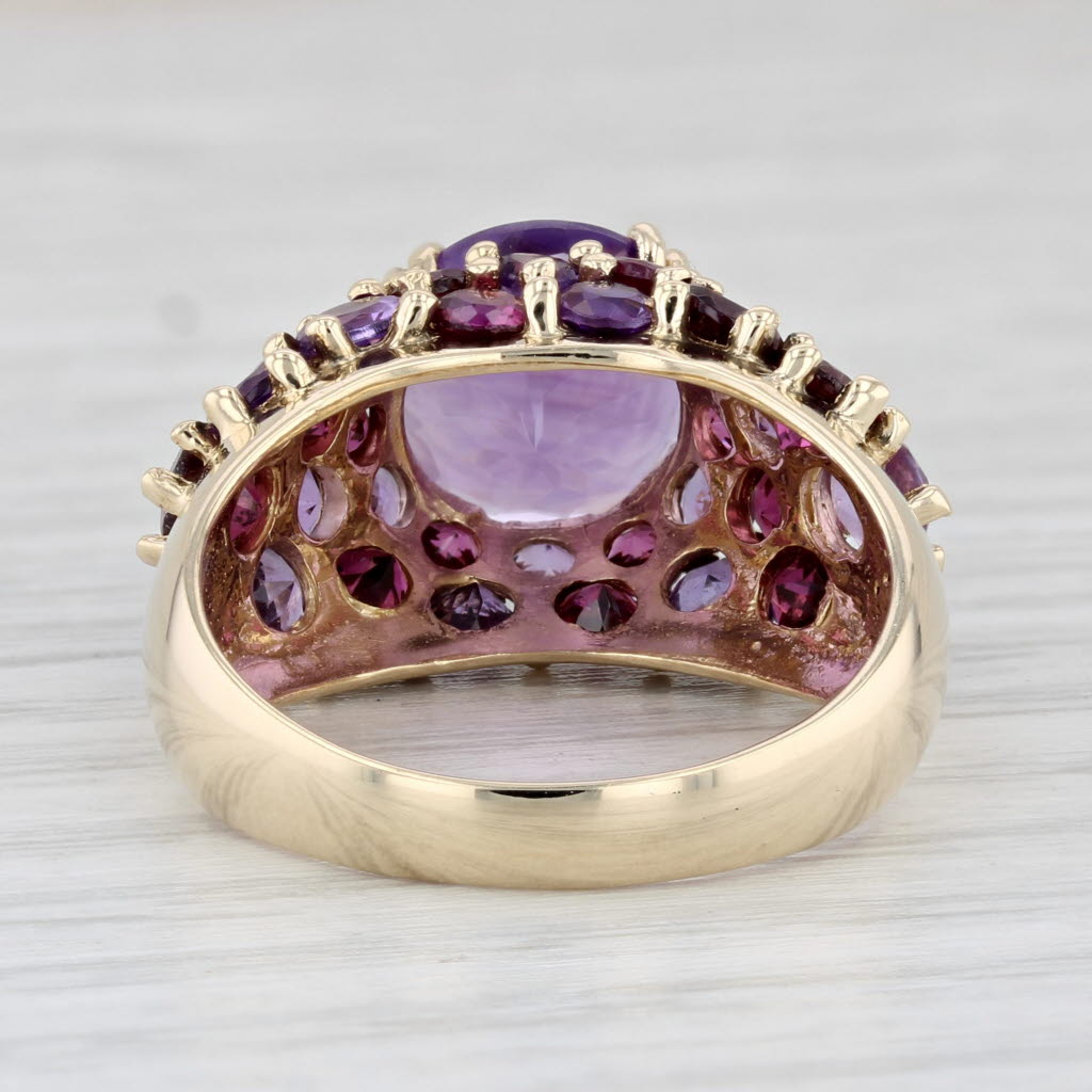 Light Gray 7.24ctw Amethyst Garnet Cocktail Ring 10k Yellow Gold Size 9