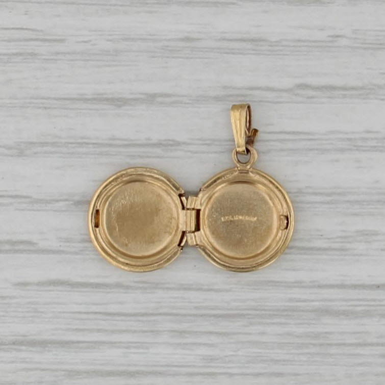 Vintage Engraved Flower Locket Pendant 14k Gold Filled Small Drop Charm