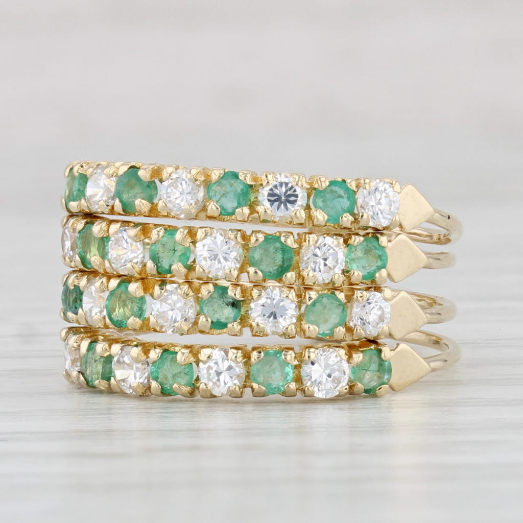 Light Gray 1.30ctw Emerald Cubic Zirconia Multi-Band Harem Ring 14k Yellow Gold Size 7