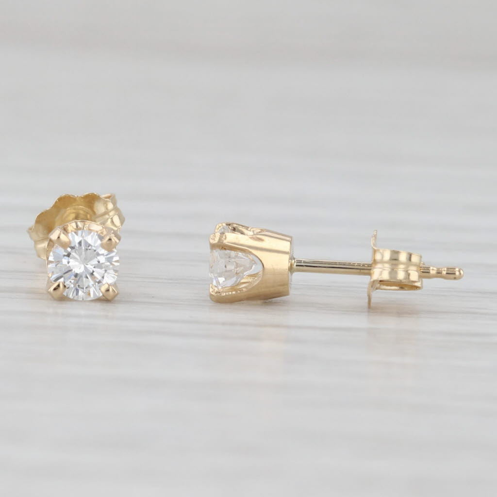 Light Gray 0.43ctw Diamond Stud Earrings 14k Yellow Gold Round Solitaire Studs