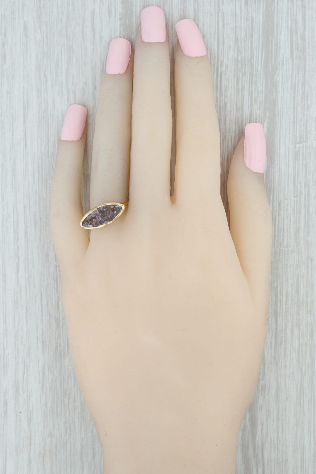 New Nina Nguyen Druzy Amethyst Ring Sterling Silver 22k Gold Vermeil Size 7.25