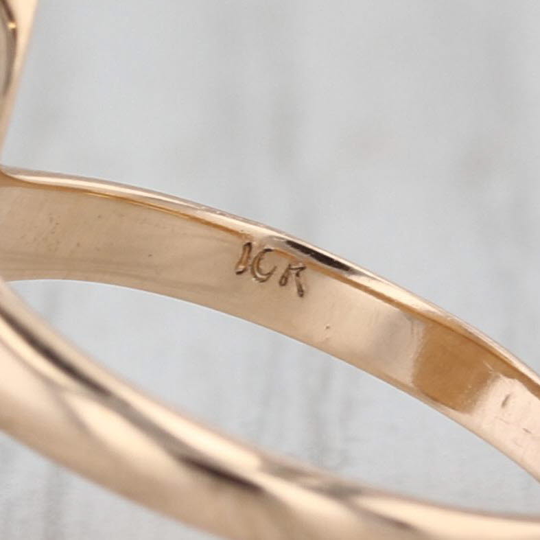 Vintage Green Faustite Ring Oval Cabochon 10k Yellow Gold Size 4.5