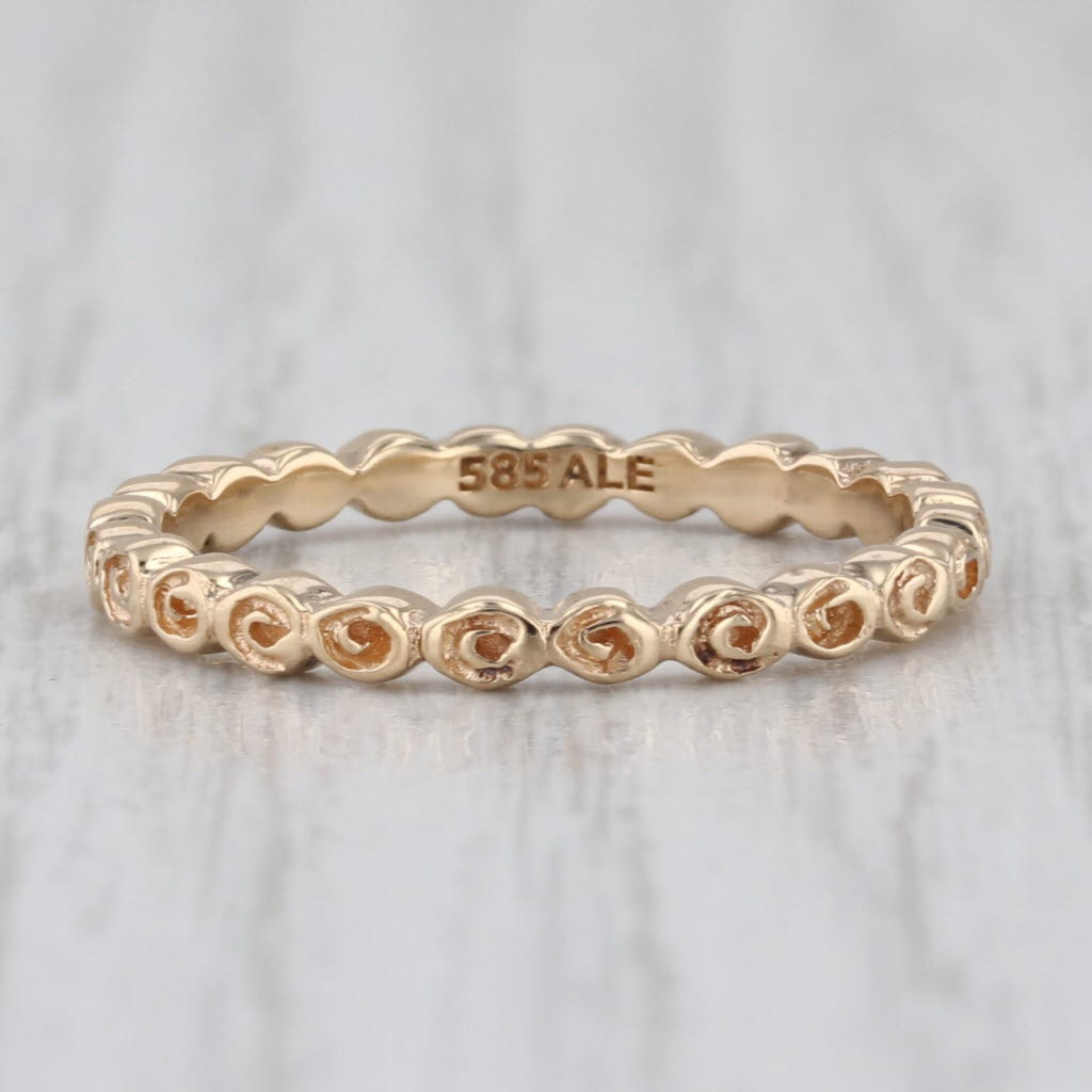 Authentic Pandora Small Roses Ring 150102 14k Yellow Gold Stackable Band 7.25 55