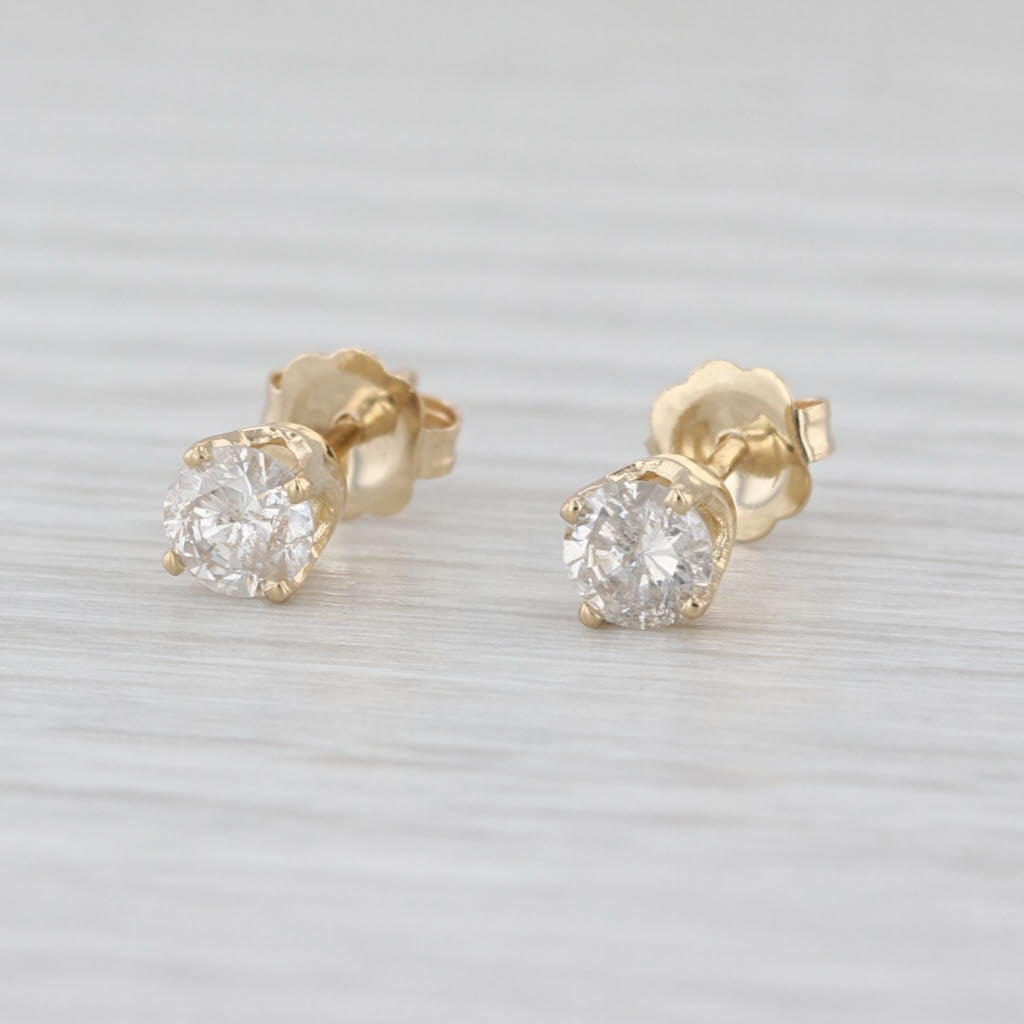 0.48ctw Diamond Stud Earrings 14k Yellow Gold Round Solitaire Studs