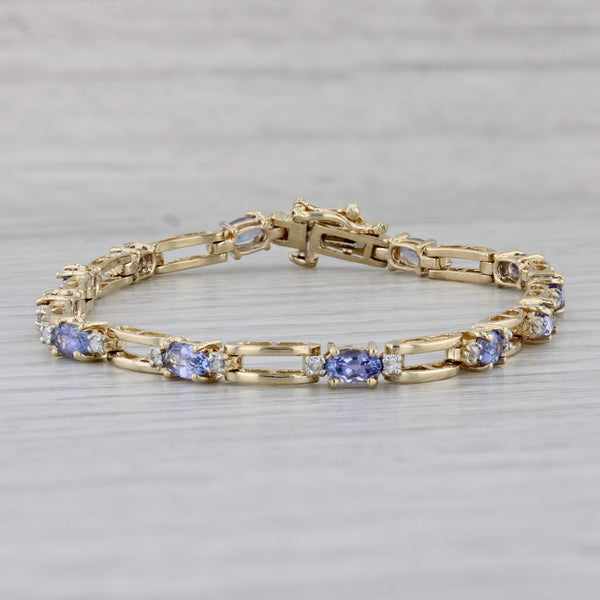 Gray 3.25ctw Tanzanite Diamond Tennis Bracelet 14k Yellow Gold 7" 4mm