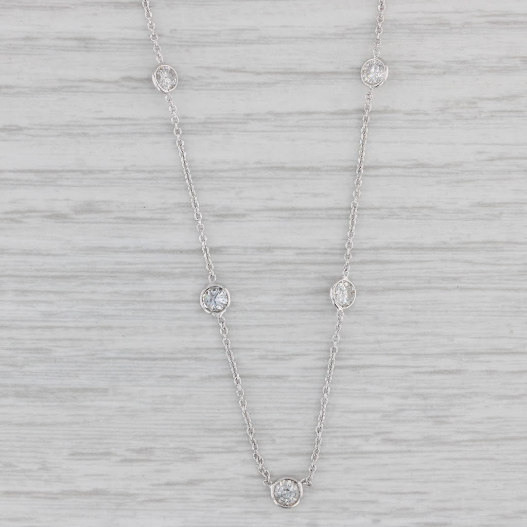 Gray New 1.15ctw Diamond By The Yard Station Necklace 14k White Gold Adjustable Chain