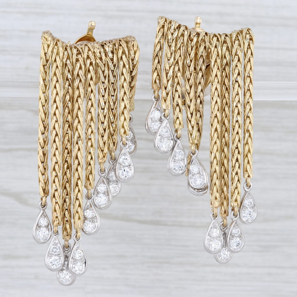 Tiffany & Co Yard 1.24ctw Diamond Fring Chandelier Earrings 18k 14k Gold Clip On