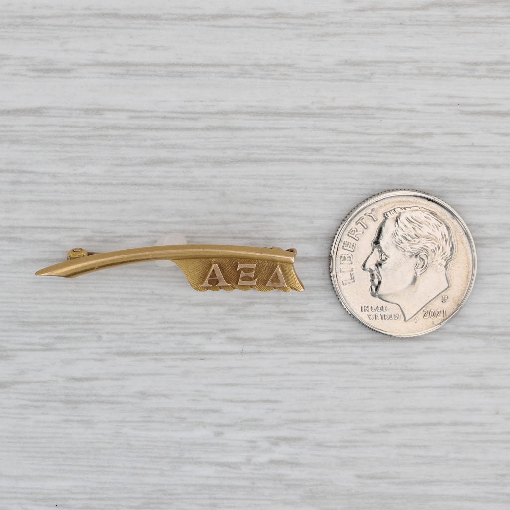 Gray Alpha Xi Delta Quill Pin 10k Gold Vintage Greek Sorority Badge