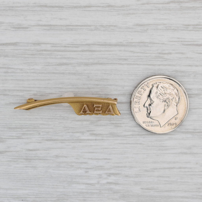 Alpha Xi Delta Quill Pin 10k Gold Vintage Greek Sorority Badge