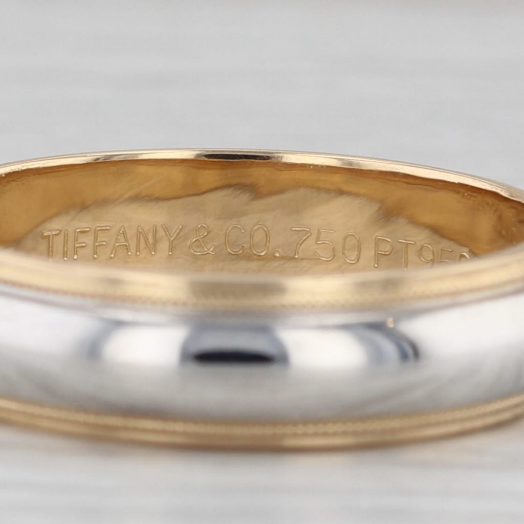 Tiffany & Co Together Men's Wedding Band Platinum 18k Gold Size 11.5 6mm Ring