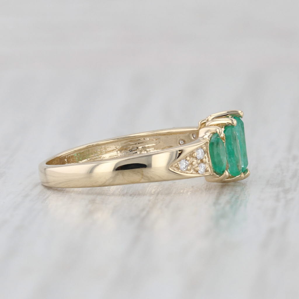 0.66ctw Emerald Diamond Ring 10k Yellow Gold Size 6 Tiered 5-Stone