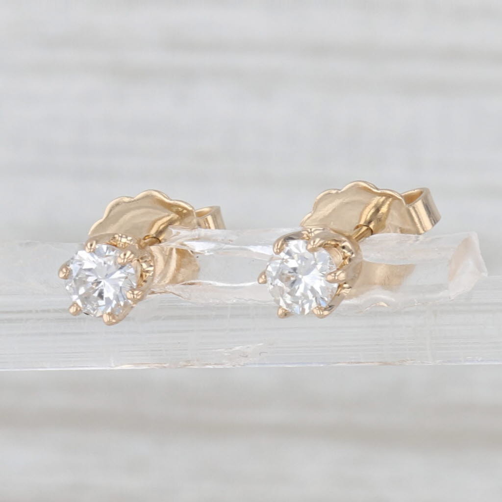 0.26ctw Diamond Stud Earrings 14k Yellow Gold Round Solitaire Studs