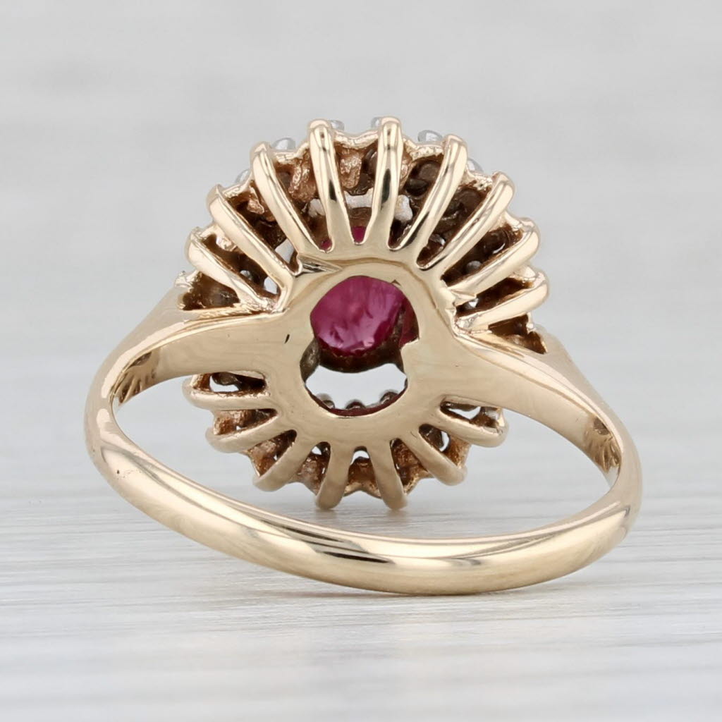 Light Gray 0.92ctw Oval Ruby Diamond Halo Ring 14k Yellow Gold Size 6