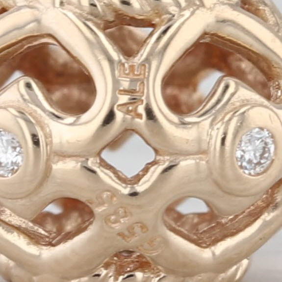 Authentic Pandora Open Heart Diamonds Charm 750466D 14k Gold Bead