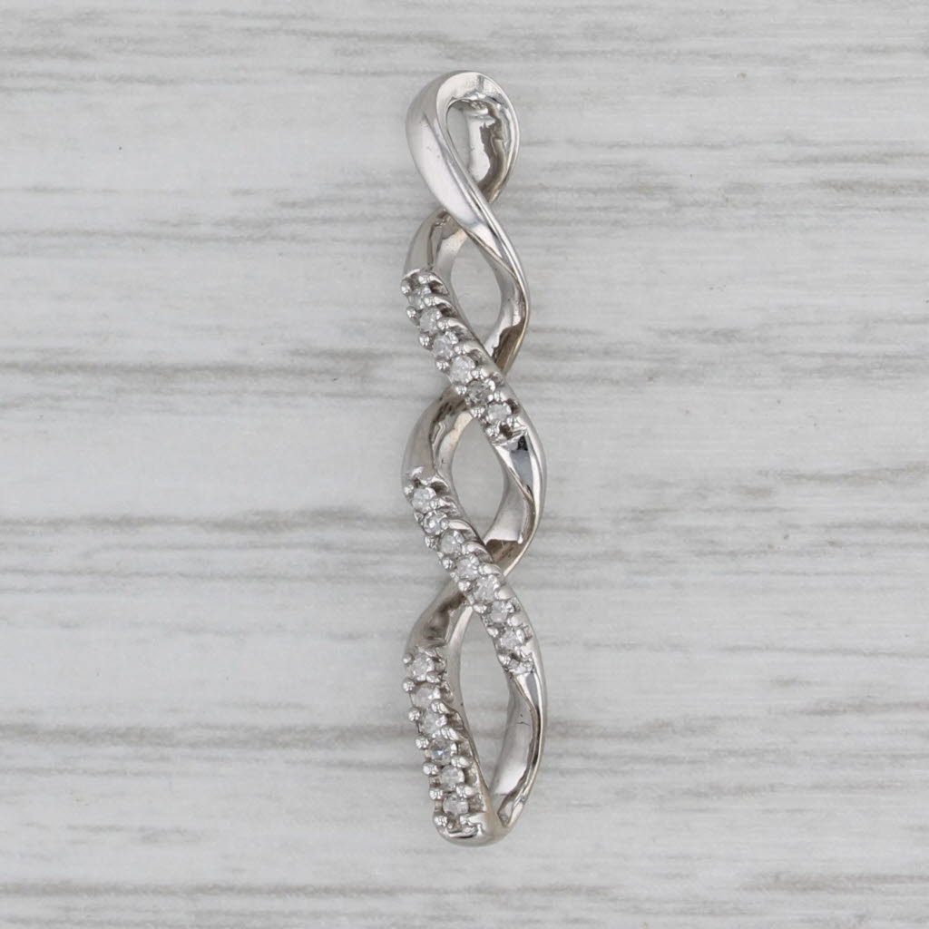 Gray 0.10ctw Diamond Twist Journey Pendant 10k White Gold Spiral Drop